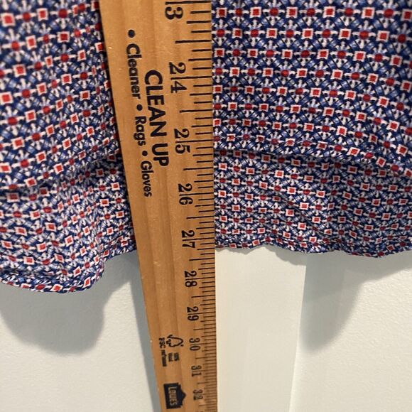 Graham & Greene Top L Red Blue Geometric Sleeveless Blouse Tank - Picture 8 of 11